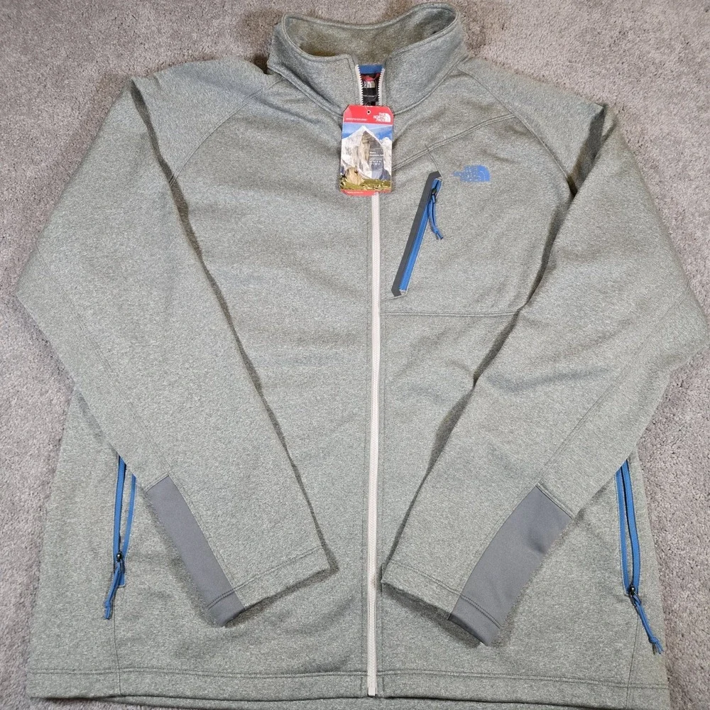 The North Face Mens 2XL Gray Canyonlands Full Zip Fleece Stretch Jacket Hiking